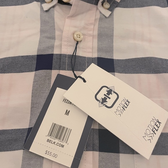 BRAND NEW/ With Tags / pale pink & navy Plaid button down ❣️ - Picture 3 of 4